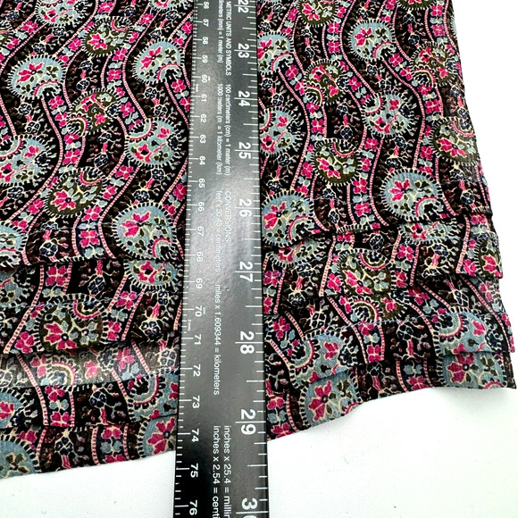 ANNA SUI Small Dress Brown Crochet Pink Blue Floral Silky Boho Babydoll Hippie - Picture 9 of 9